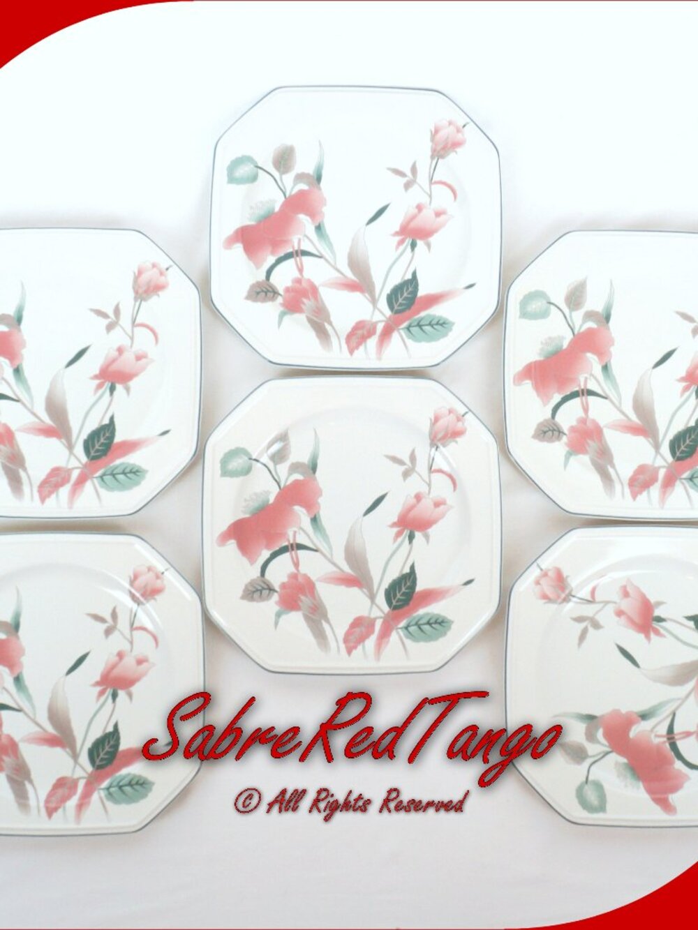 Vintage Mikasa Japan Ceramic Dinner Plate Set Of 6 F3003 Silk Flowers